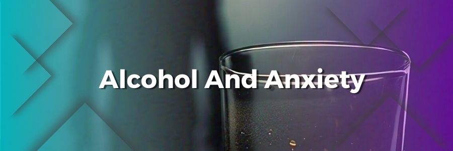 A half-empty glass of alcohol with a shadowy figure in the background, symbolizing the connection between alcohol consumption and anxiety.