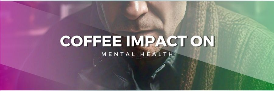 A person holding a cup of coffee with a contemplative expression, surrounded by soft, muted colors, symbolizing both comfort and potential anxiety.